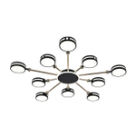 Потолочный светодиодный светильник 130Вт, 7581лм, 3000-6000K, Ra>80, плавная регулировка мощности, изменение цветовой температуры, пульт, металл/акрил, черный/золото