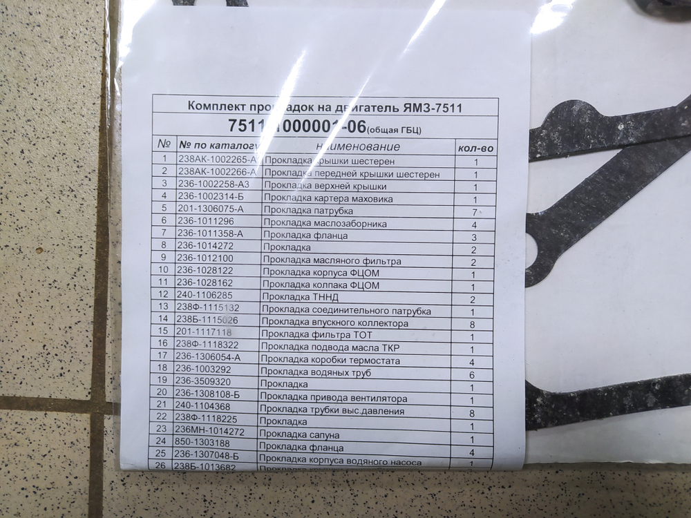 К-т для рем.двигателя ЯМЗ-7511.10-06, 7512-10, 238БЕ, ДЕ, 238БЕ2,ДЕ2 с общ.головками 7511-1000001-06
