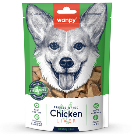 Wanpy Dog Сублимированное лакомство Куриная печень 40г