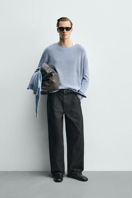 ZARA БРЮКИ WIDE FIT СО СКЛАДКАМИ, КОРИЧНЕВЫЙ