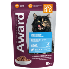 Award Sterilized для взрослых стерилизованных кошек кусочки в соусе с лососем 85гр.