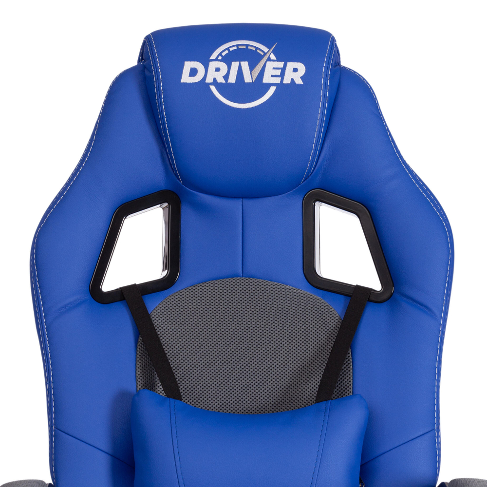 Кресло DRIVER (22) кож/зам/ткань, синий/серый, 36-39/TW-12
