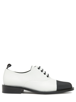 Женские комбинированные туфли бело-черные со шнурками