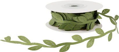 Лента тканевая Изящные листья, зеленый К