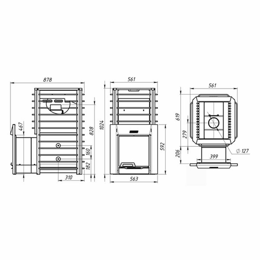Дровяная печь для бани ЕРМАК 30 СЕТКА-СТАНДАРТ (Сталь)
