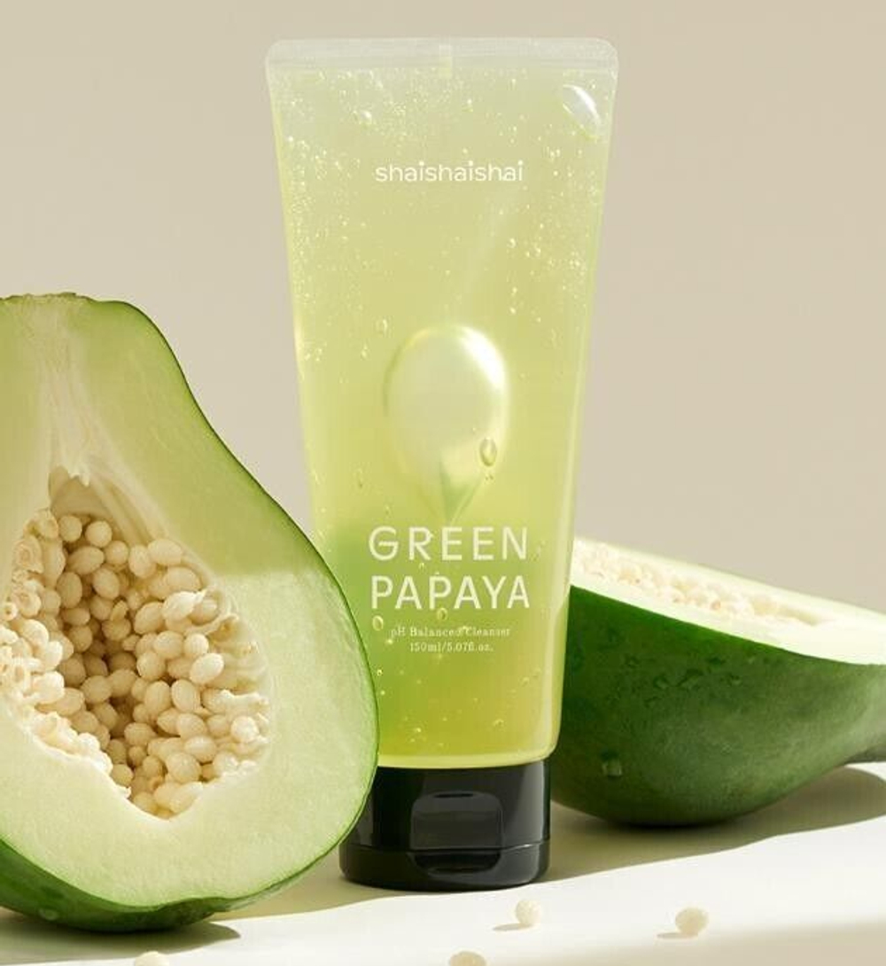 SHAISHAISHAI Мягкий энзимный гель для умывания с pH 5.5 и AHA-кислотами  Green Papaya pH Balanced