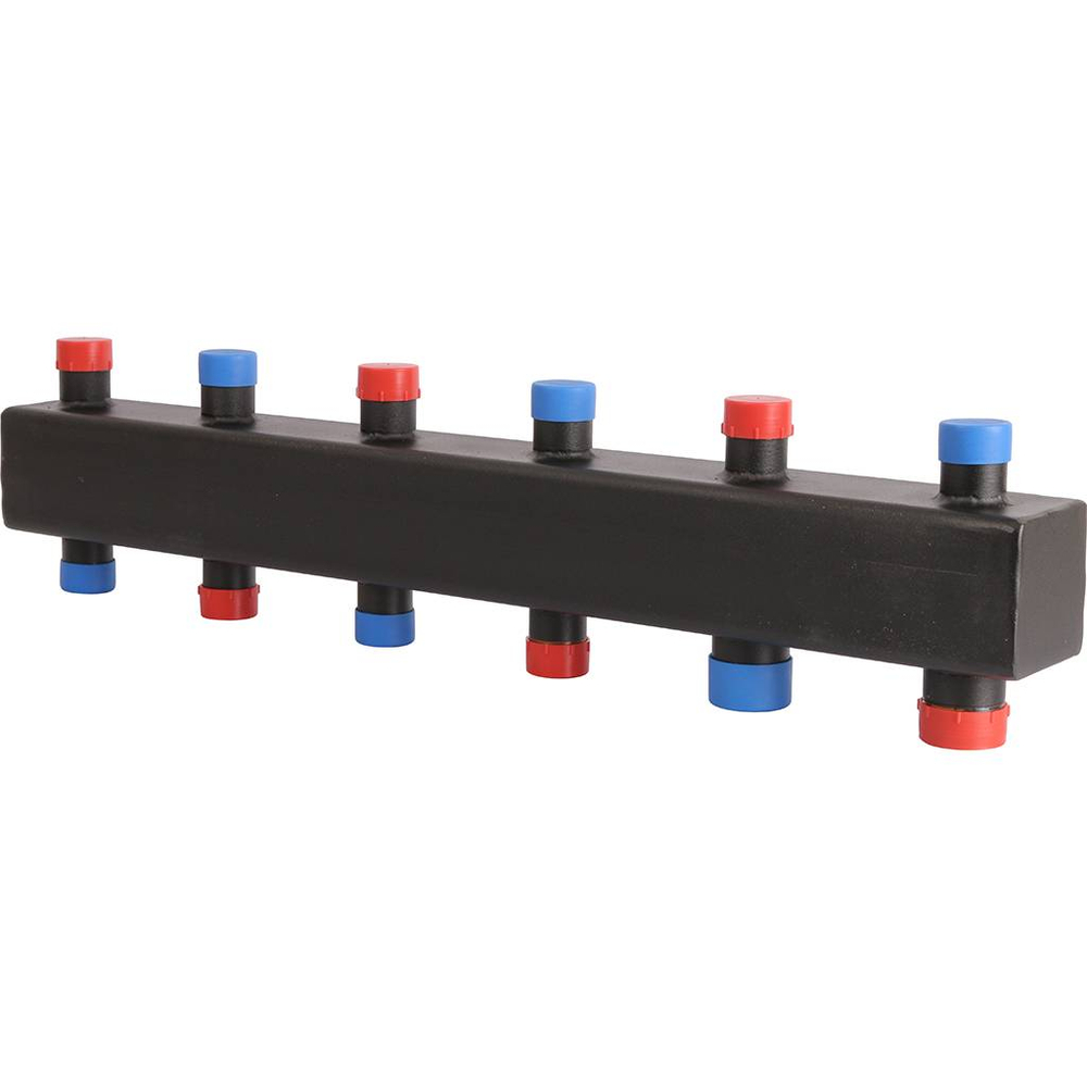 Коллектор котельной разводки ROMMER - 1"1/4 НР на 3+2 контур 1" НР (до 80кВт, черная сталь)