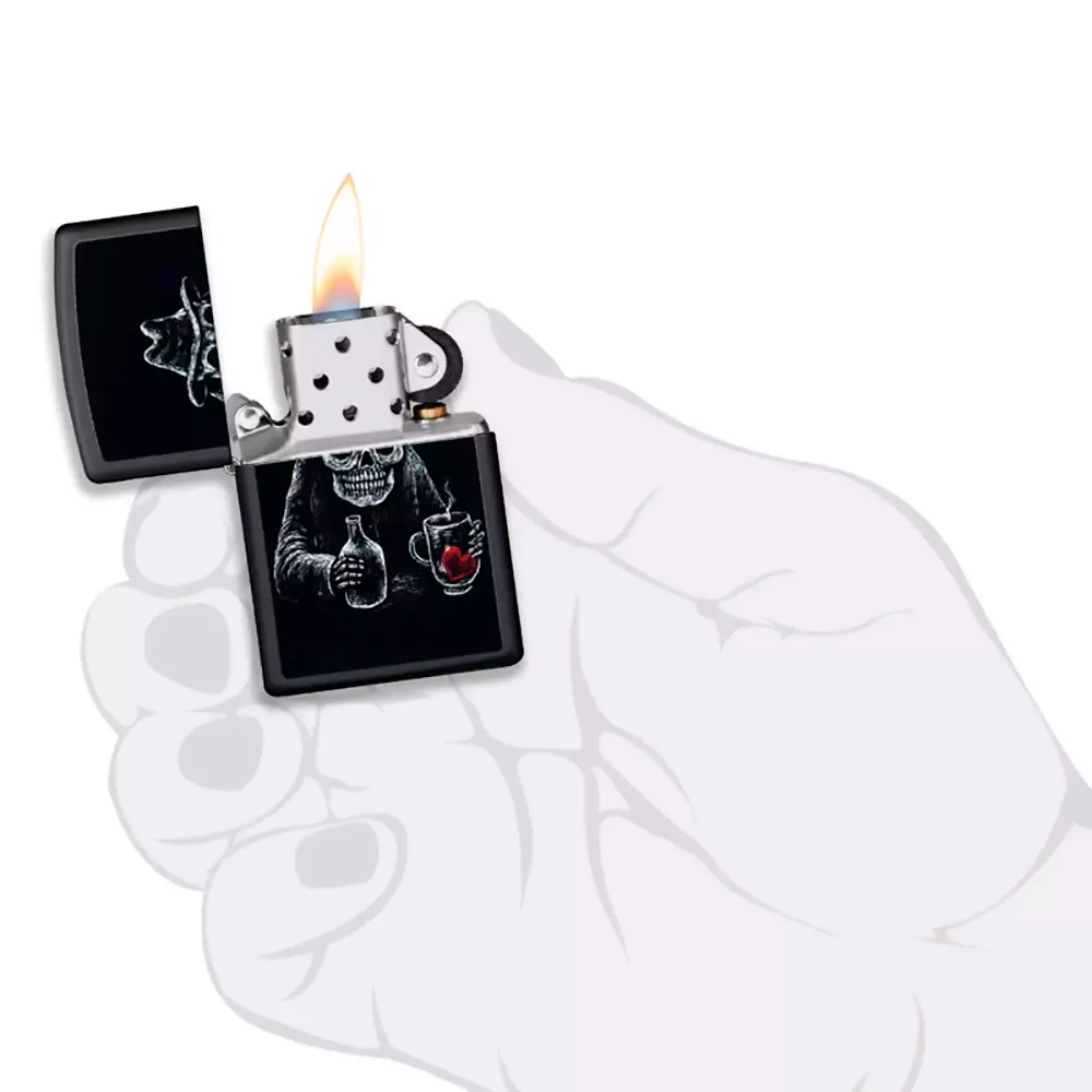 Зажигалка Zippo 49254 Bar Skull Design, Black Matte