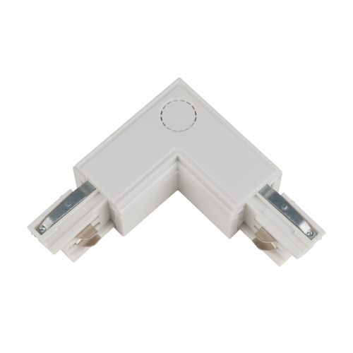 UBX-A22 WHITE 1 POLYBAG Соединитель для шинопроводов L-образный. Внутренний. Трехфазный. Цвет — белый. Упаковка — полиэтиленовый пакет.