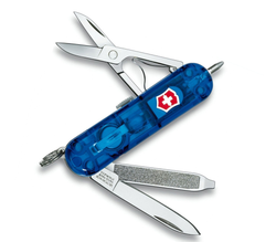 Нож-брелок Victorinox Classic Signature Lite, 58 мм, 7 функций, полупрозрачный синий