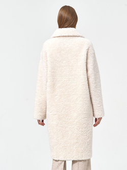 Шуба женская из шерсти мериноса чебурашка тедди, белая, SilverFox