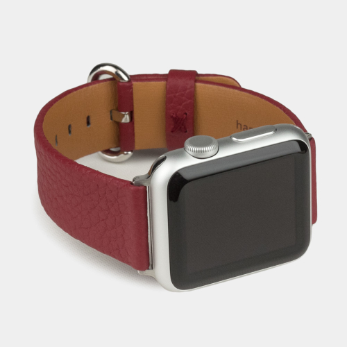 Ремешок для Apple Watch 44/45/46 mm из кожи теленка, вишневого цвета