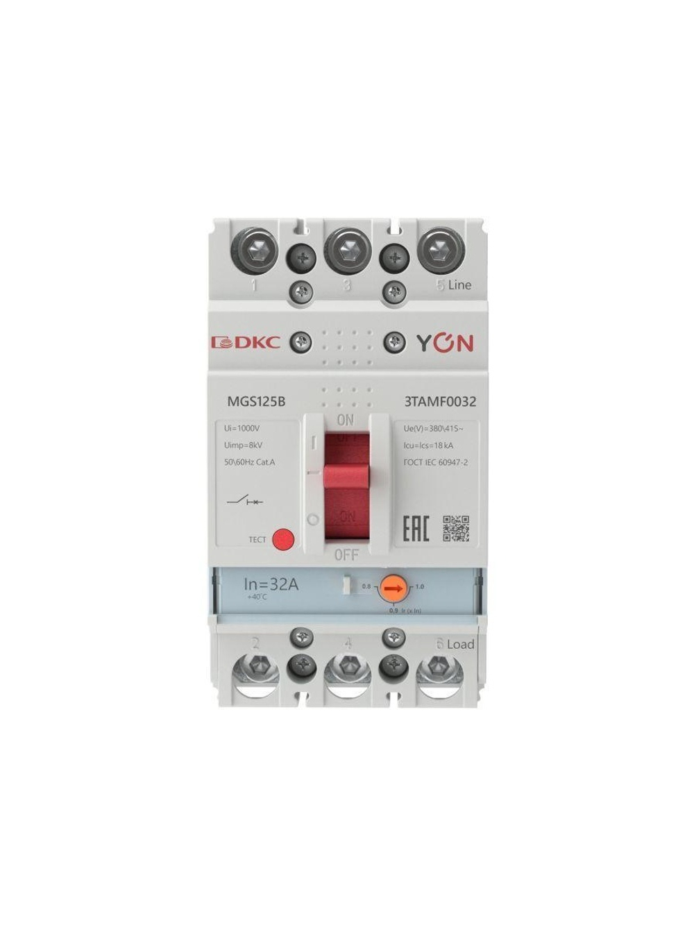Выключатель автоматический в литом корпусе YON MGS125 3P 25.6-32А 18кА YON MGS125B-3TAMF0032