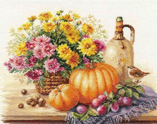 "Натюрморт с тыквой"-5-15 вышивка
