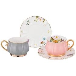 ЧАЙНЫЙ НАБОР LEFARD "ВРЕМЕНА ГОДА" НА 2 ПЕР. 4 ПР. 200 МЛ СЕРЫЙ И РОЗОВЫЙ (КОР=12НАБ.)