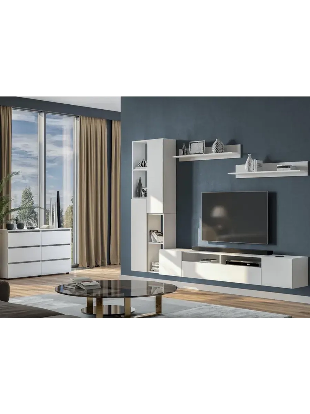 Тумба под телевизор подвесная 200х34х35 см