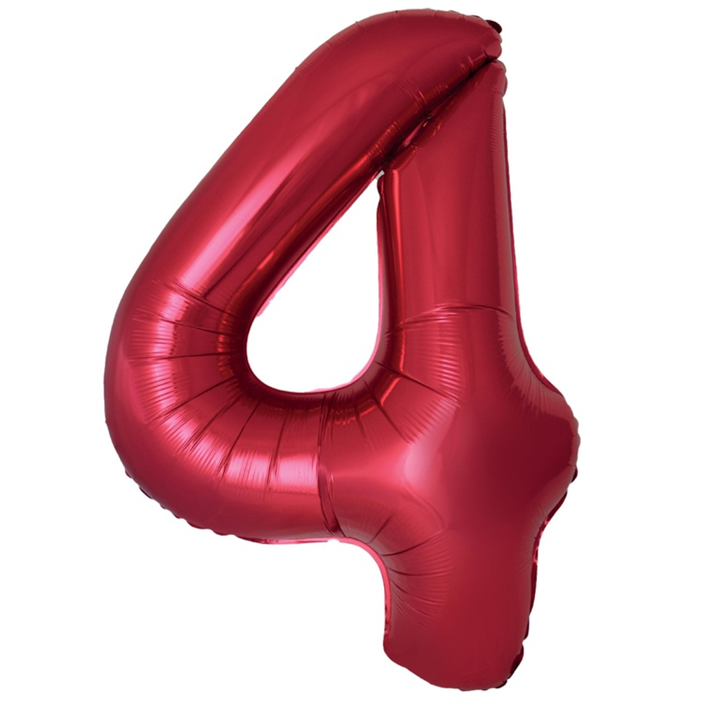 Шар фольгированный Цифра 4 101 см (Красный)