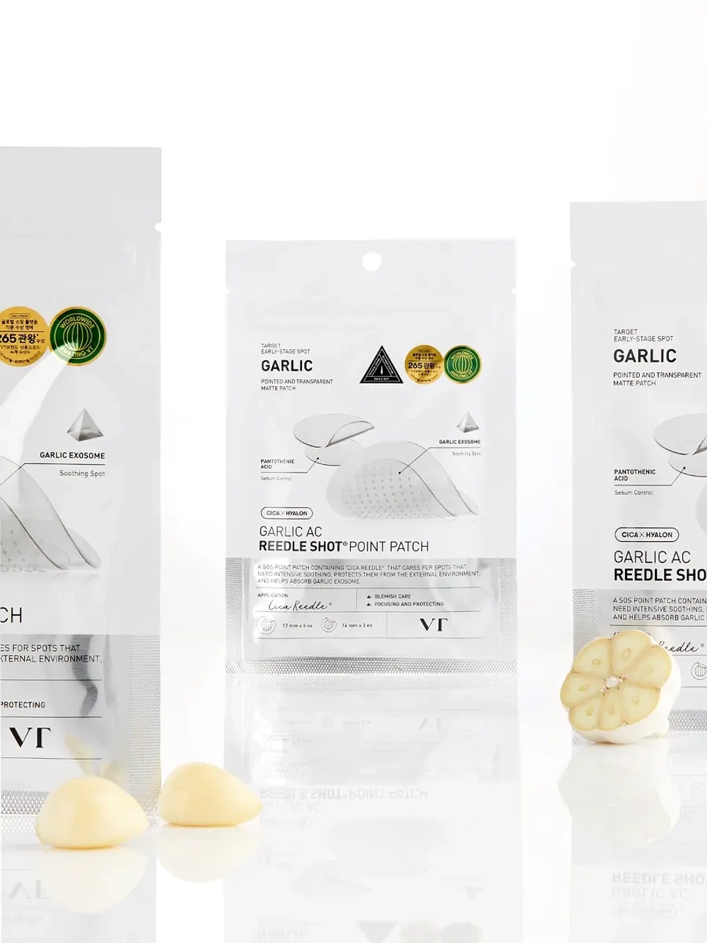 VT Cosmetics Заживляющие патчи от акне с микроиглами и экзосомами чеснока Garlic AC Reedle Shot Point Patch 9 шт