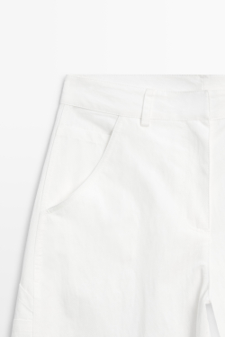 Massimo Dutti Хлопковые брюки карго, белый