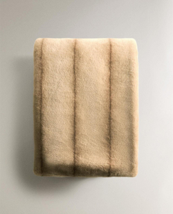 Zara Home - Полосатое Меховой плед, бежевый, 140x190 см