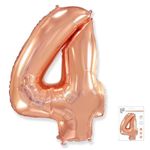 Шар (40"/102 см) Цифра "4" Розовое золото в упаковке / Four