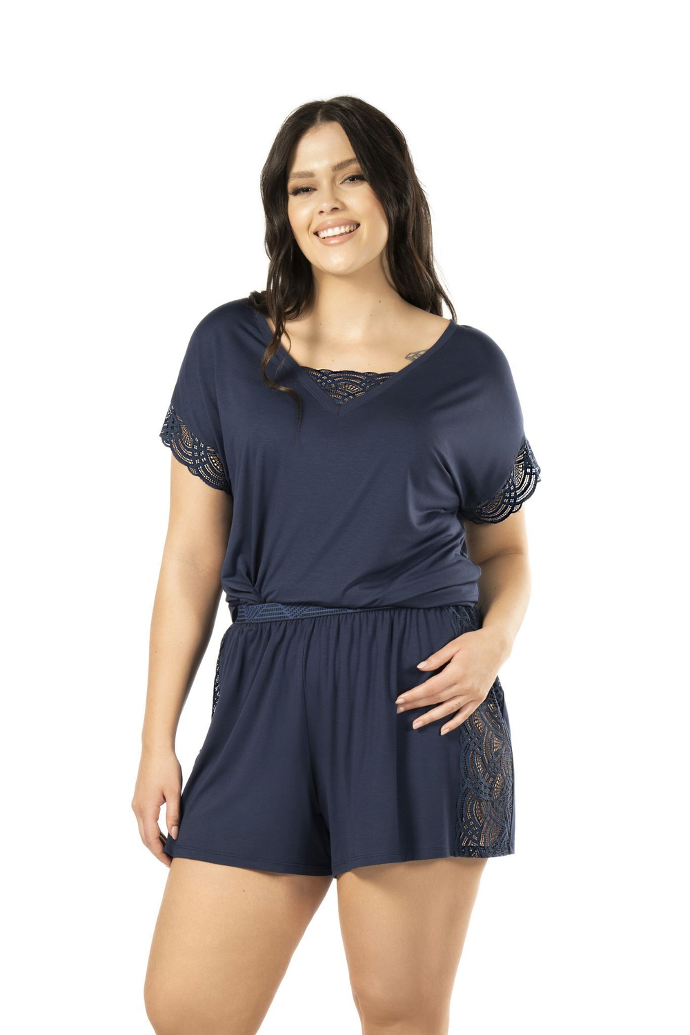 Пижама Debora: свободный топ и шорты (Размер: XXL) (Цвет: темно-синий)