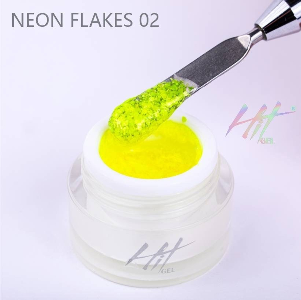 Гель-лак ТМ "HIT gel" №02 Neon flakes, цвет: жёлтый, 5 мл