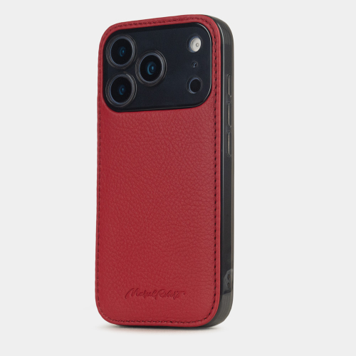 Чехол-накладка для iPhone 17 Pro Max - кожа теленка, красный