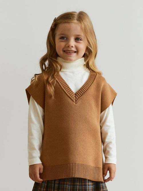Жилет вязаный, Кэмел