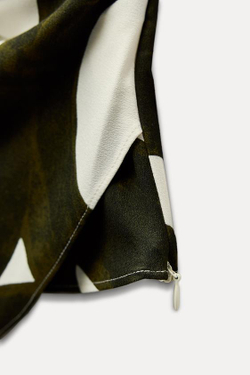 ZARA ТОП С ПРИНТОМ, ЗЕЛЕНЫЙ/ЭКРЮ