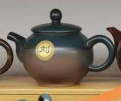 286002 Чайник Серия-Авторская "Двухцветный" керамика коричневый/синий