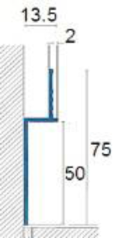 Плинтус из алюминия анодированного под штукатурку Euroline ВГН 77/50