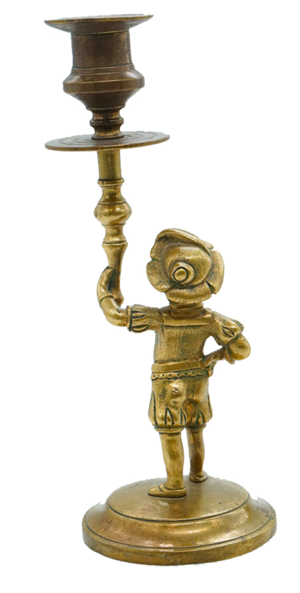 Маленький паж. Антикварный бронзовый коллекционный подсвечник Glasar. Англия. XIX век.