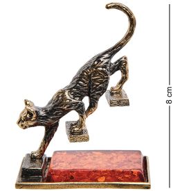 Народные промыслы AM-3093 Фигурка «Кот на лестнице» (латунь, янтарь)