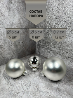 Набор шаров 26шт ChristmasDeLuxe серебро