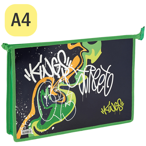 Папка для тетрадей 1 отделение, А4, ArtSpace "Graffiti", ламинированный картон, фольга, на молнии