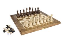 Шахматы + Шашки + Нарды 3 в 1 "Сенатор 4", 40 см, ясень, Partida