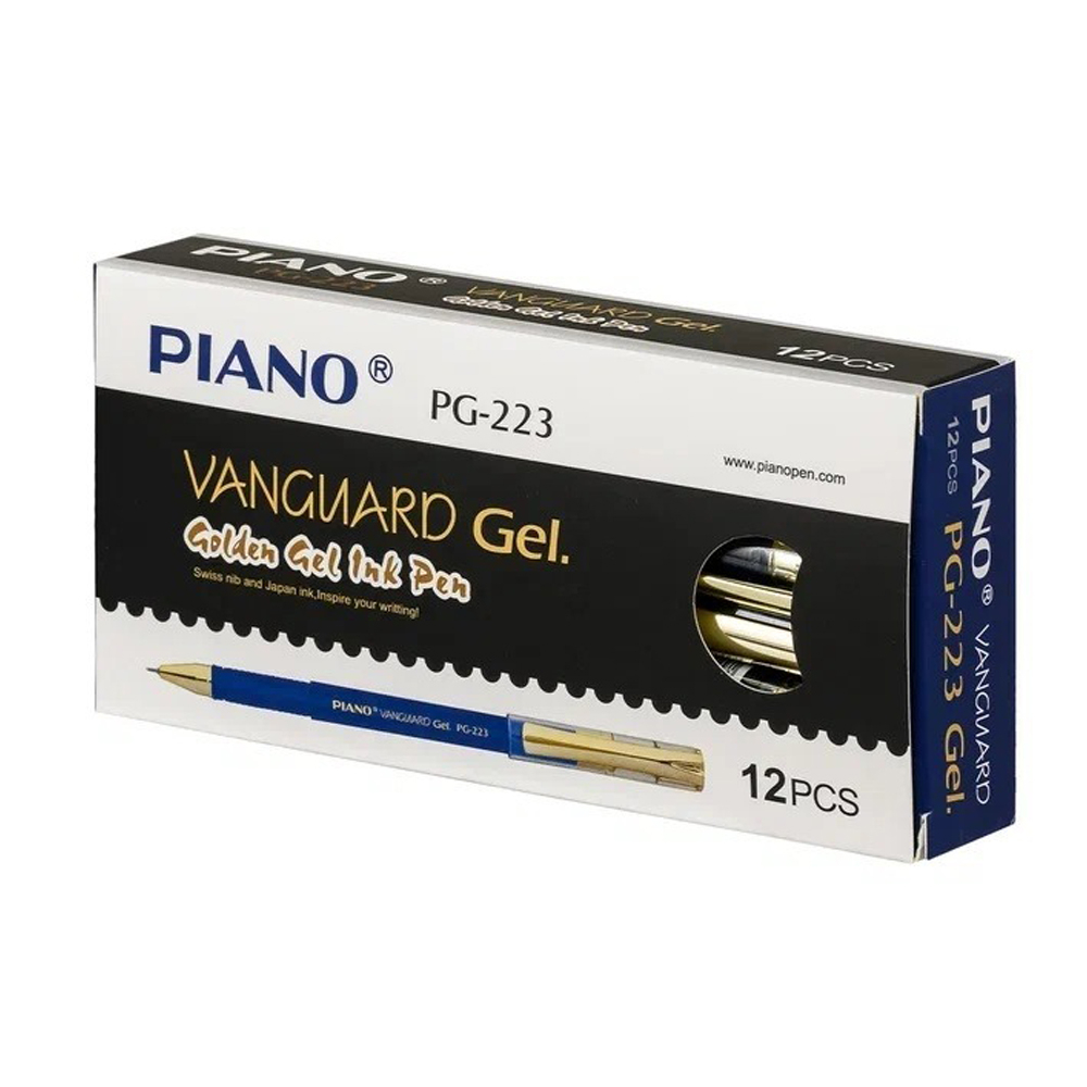 Ручка гелевая, Piano, синие чернила, серия "Vanguard", синий корпус, 12 шт