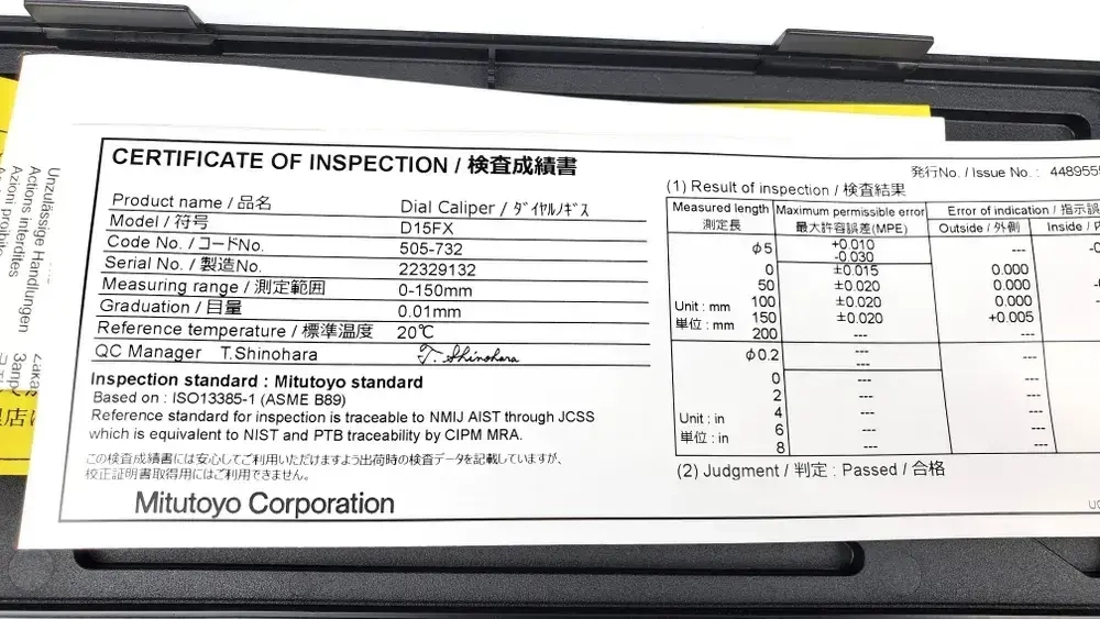 Штангенциркуль Mitutoyo (Япония) с круговой шкалой 0-150 мм 505-732. Госреестр.
