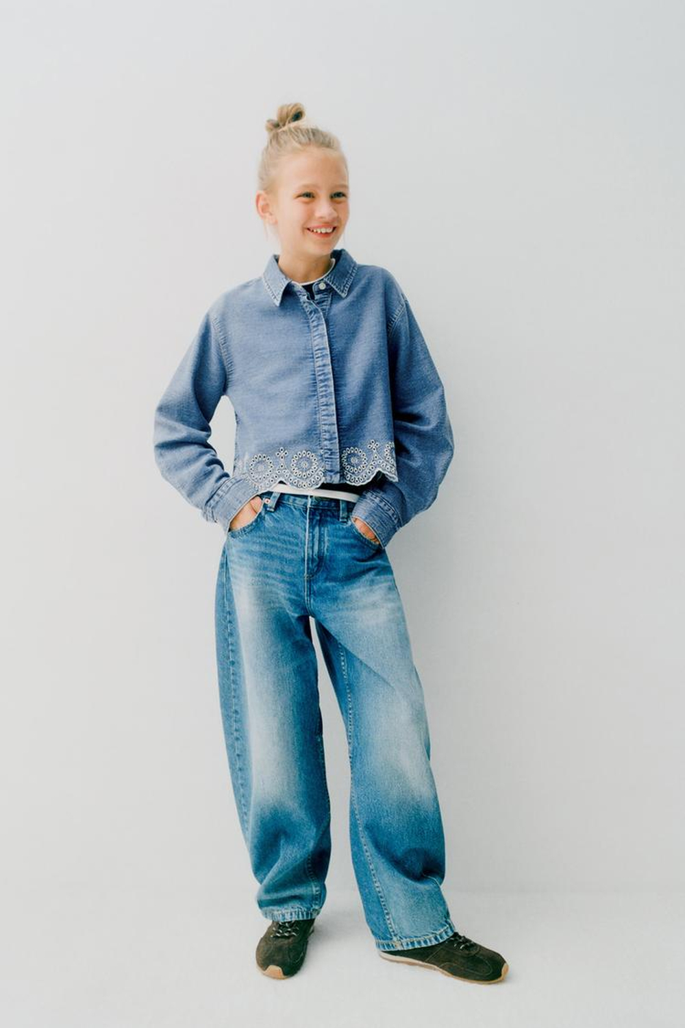 ZARA ДЖИНСОВАЯ РУБАШКА, СИНИЙ