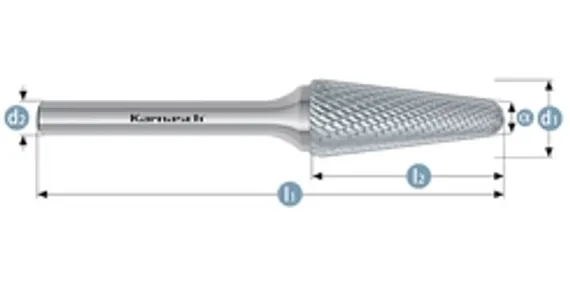 Борфреза твердосплавная Karnasch форма N, 10х10х6х55 мм, насечка HP-4, покрытие Blue-Tec, арт. 11.5098-020