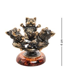 Народные промыслы AM-1858 Фигурка «Коты на качелях» (латунь, янтарь)