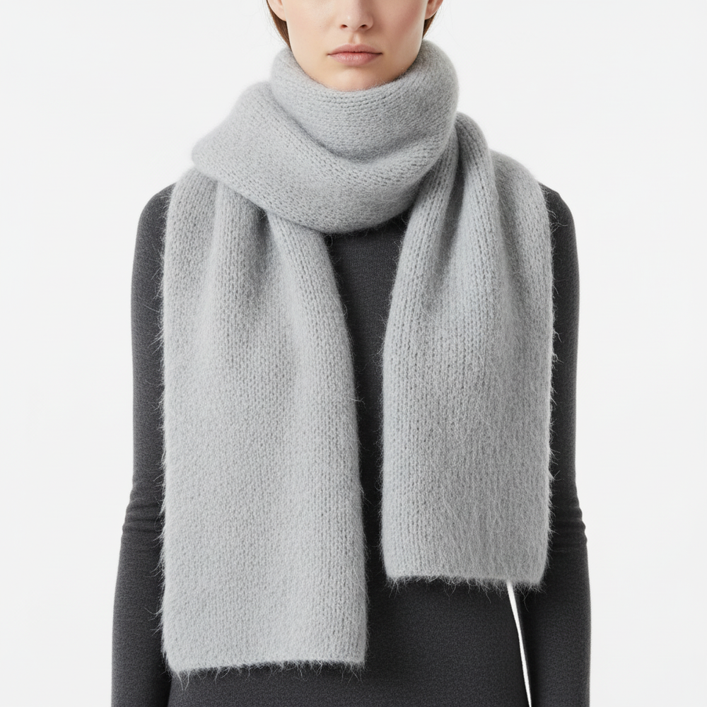 Шарф из кид мохера на шелке, жемчужный