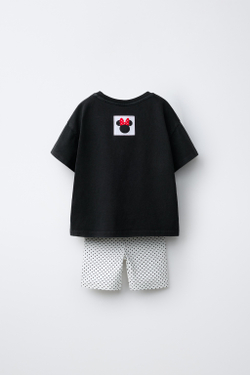 ZARA КОМПЛЕКТ ИЗ ФУТБОЛКИ И ЛЕГИНСОВ В ГОРОШЕК MINNIE MOUSE © DISNEY, ЧЕРНЫЙ/БЕЛЫЙ