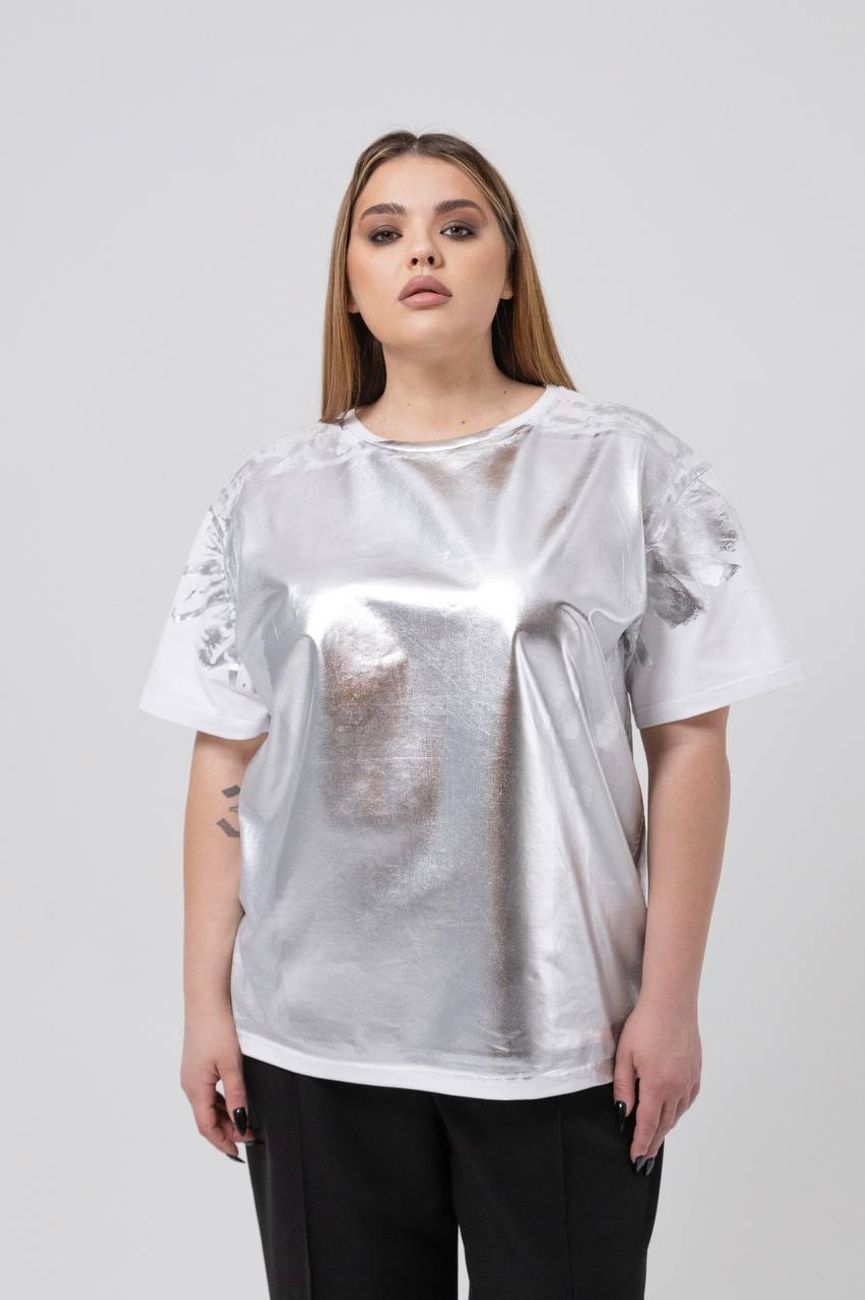 Футболка с напылением  "Серебро"