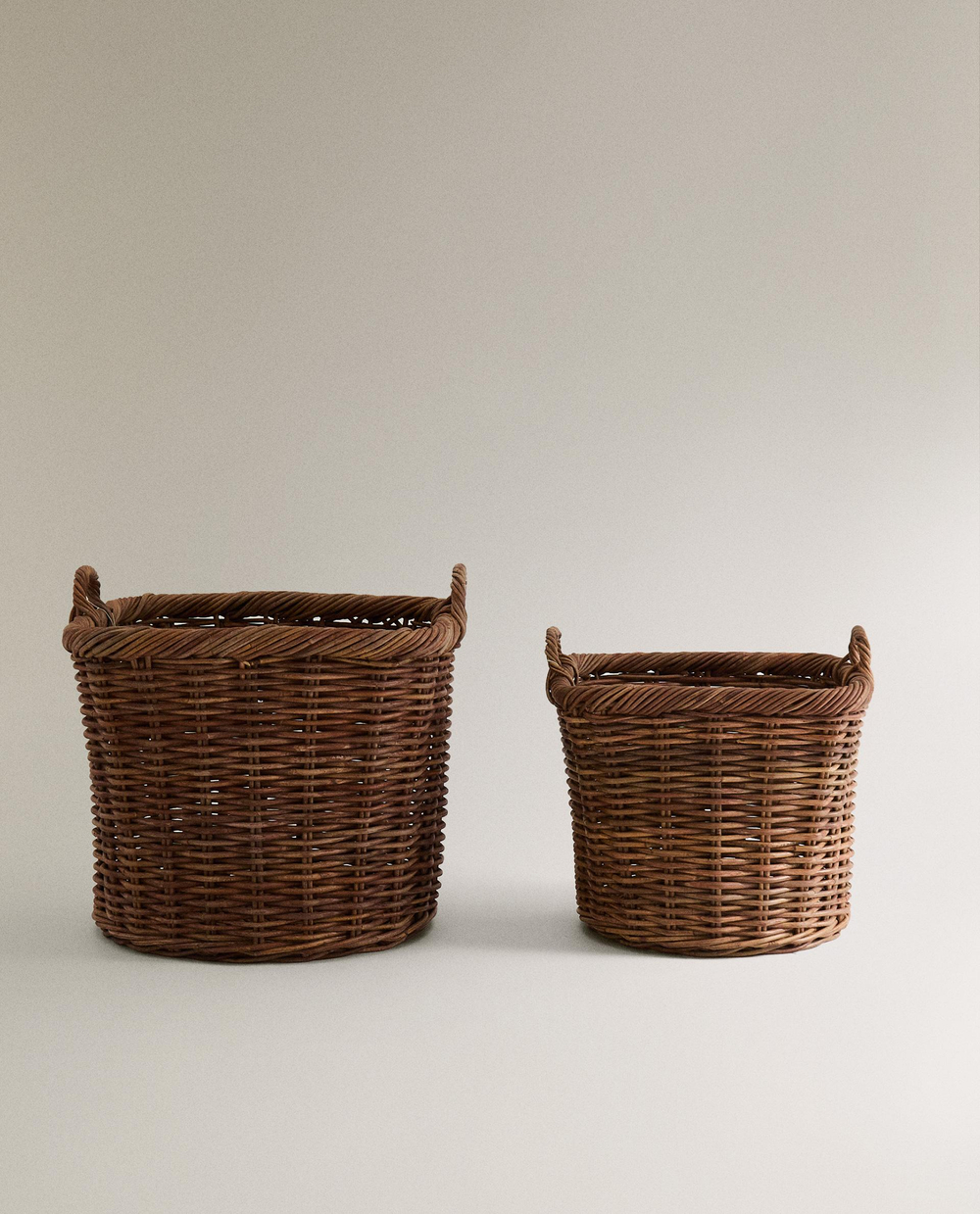 Zara Home Корзина из ротанга, цвет коричневый, 46 см
