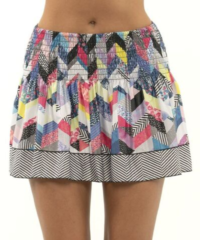 Теннисная юбка Lucky in Love Novelty Long Mix N' Patch Smocked Skirt - разноцветный