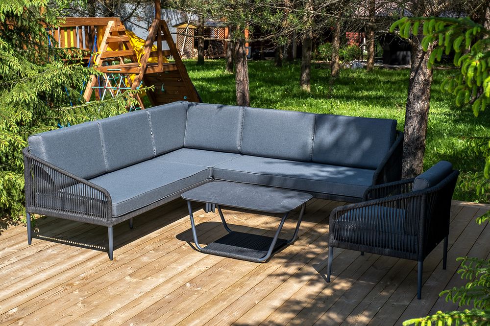 "Канны" модульная угловая лаунж-зона из роупа (веревки), цвет темно-серый