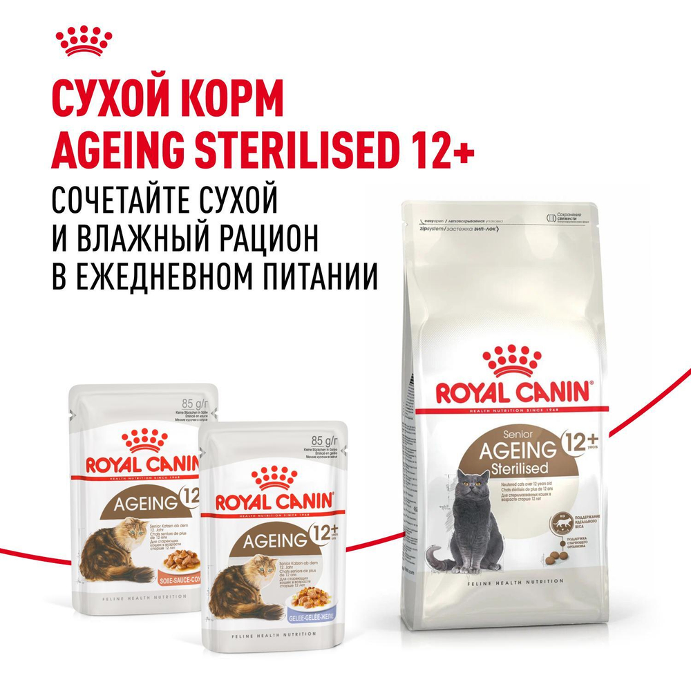 Royal Canin Ageing 12+ Корм консервированный для стареющих кошек старше 12 лет в желе 85г