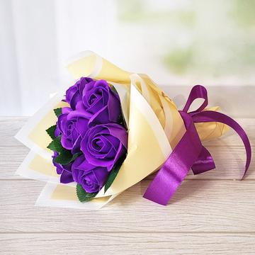 Букет мыльных роз ярко-фиолетовых, 7 штук